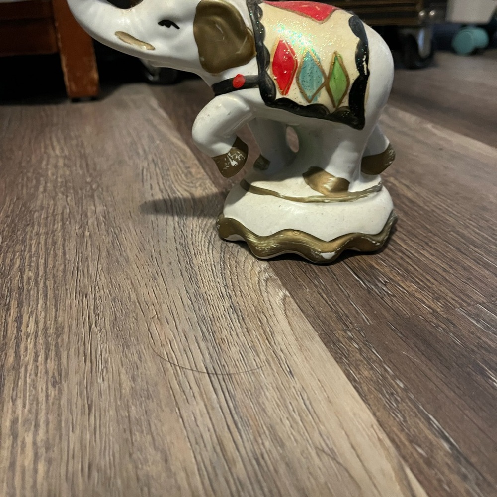 Decorative Elephant Figurine with Colorful Accents